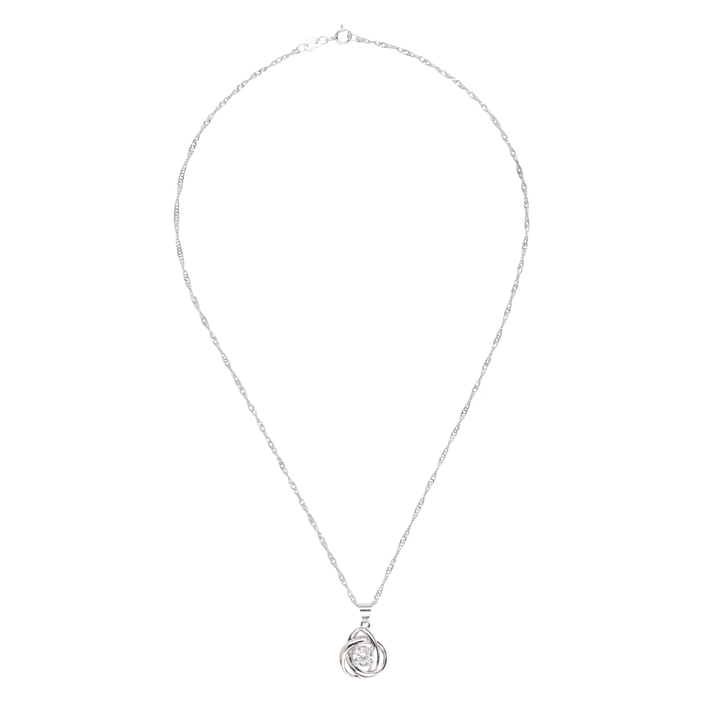 Round Knot Pendant Necklace with Cubic Zirconia