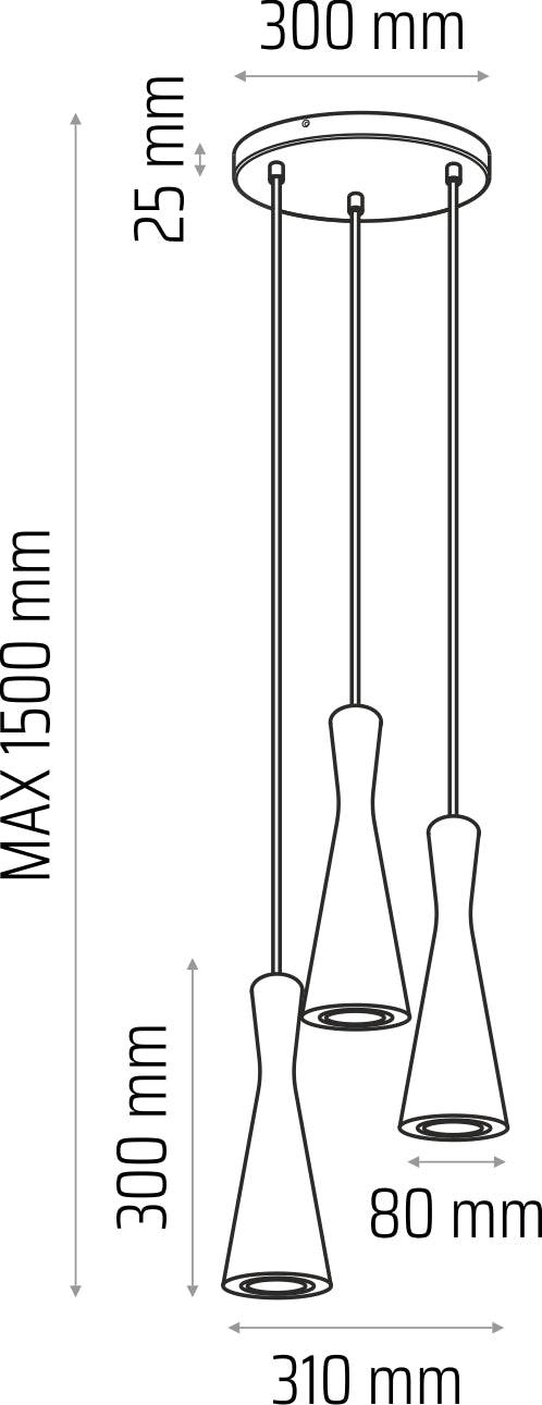Hanging lamp black Vegas 3 tr (plaphone)