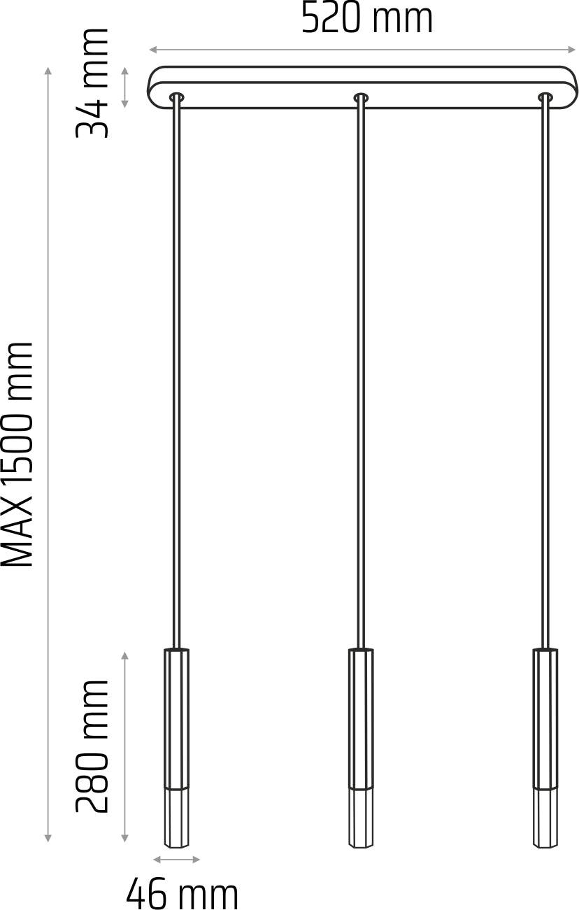 Hanging lamp Madera2 Hexa 3l grey lamp