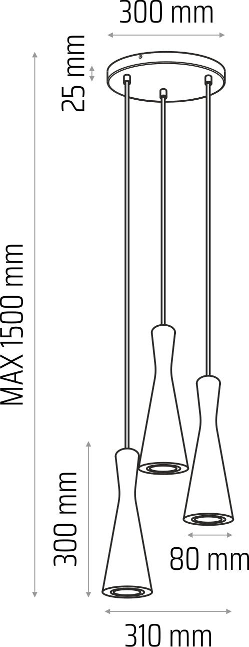 Vegas hangs 3 fl (plaphone) grey