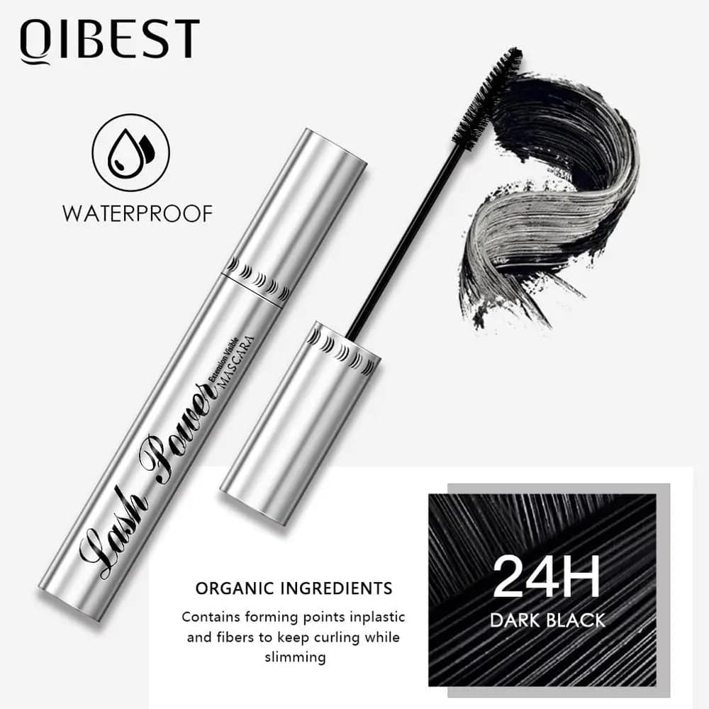 QIBEST Black Mascara Eyelashes Mascara 4D Silky Eyelashes Lengthening