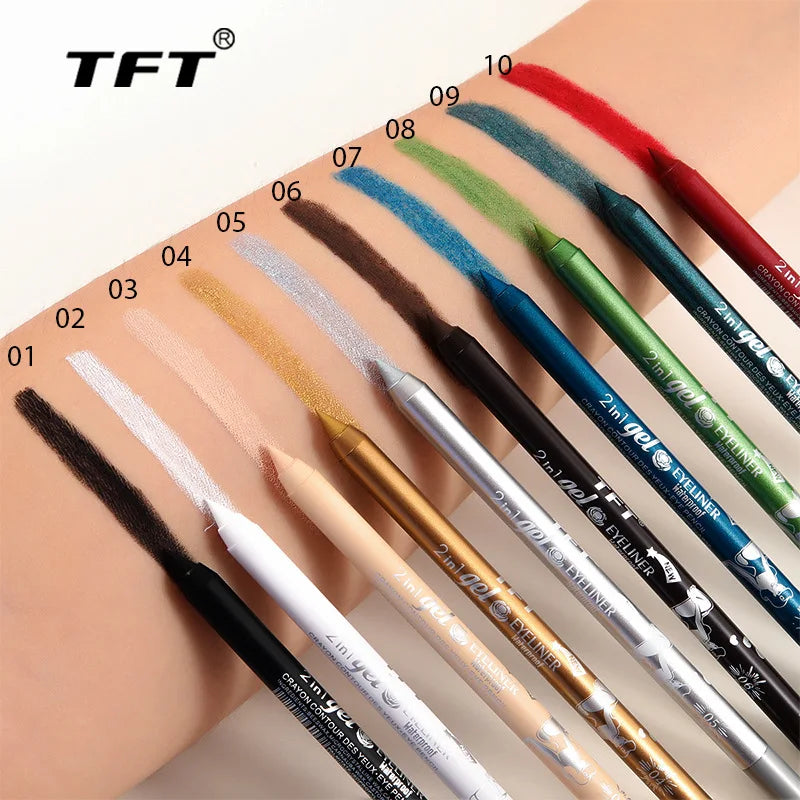 Waterproof Eyeliner Long Lasting Pencil Colourful Pigment Blue Black