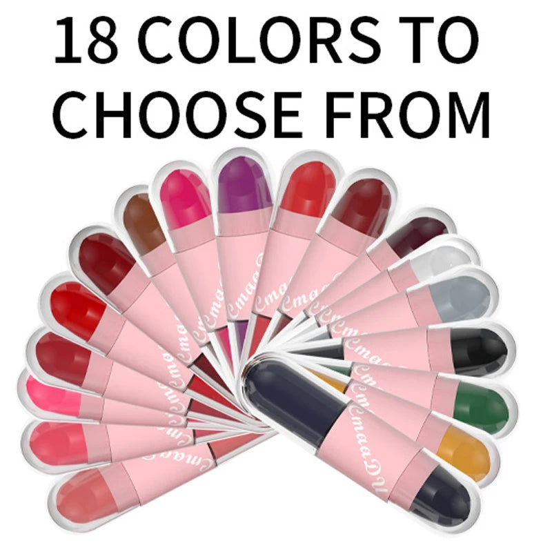 18 Colors 2 in 1 Matte Lipstick Liquid Purple Lip Glaze Double Head