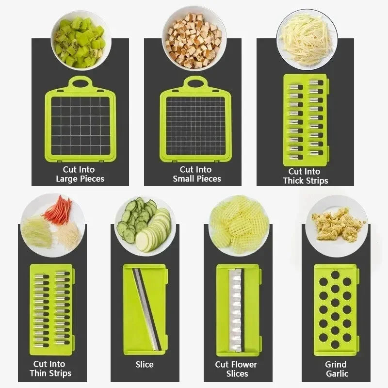 14/16 in 1 Multifunctional Vegetable Chopper Grate Food Handle Food