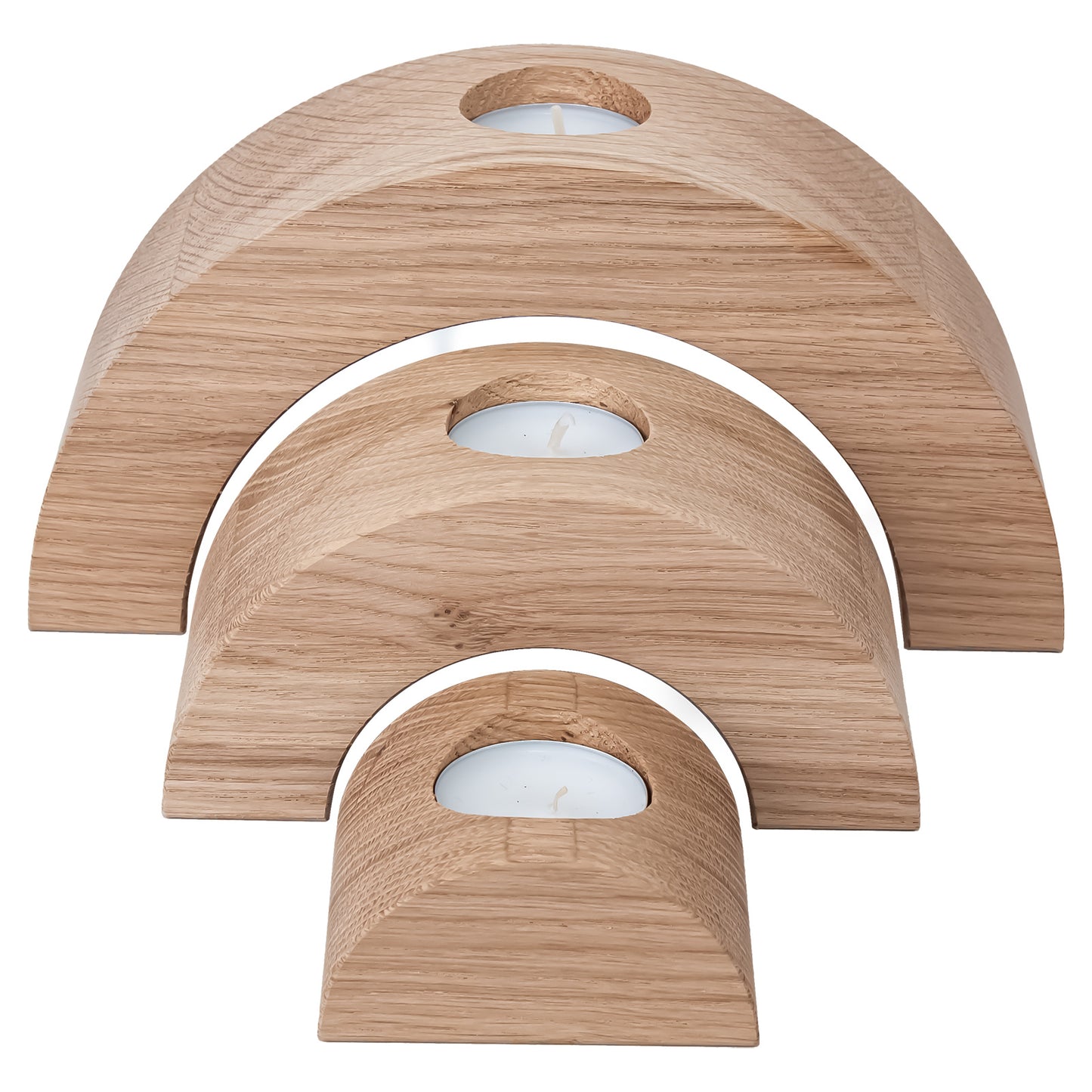 Wooden Candlesticks Semicircular Oak