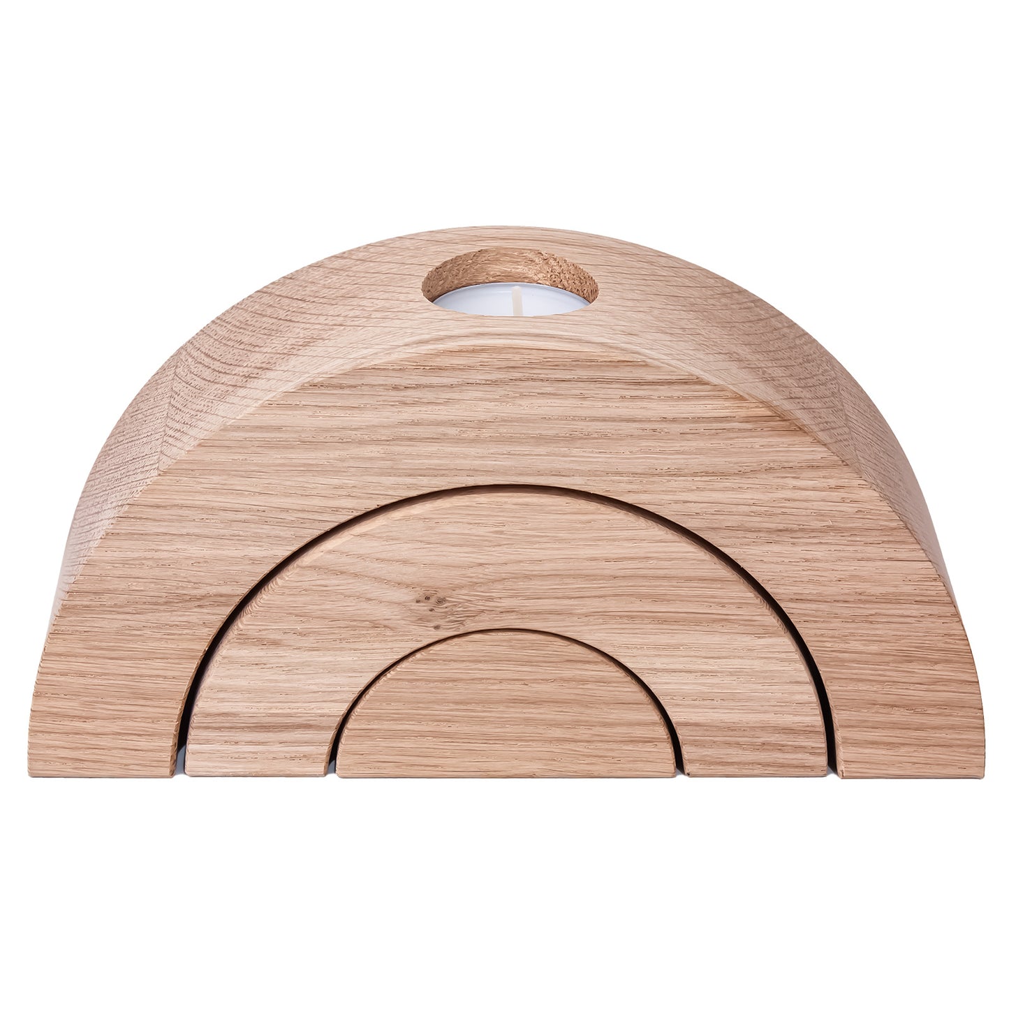 Wooden Candlesticks Semicircular Oak