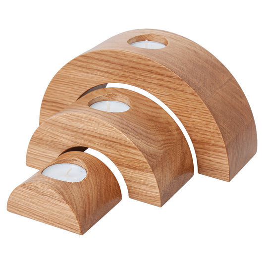 Wooden Candlesticks Semicircular Oiled Oak