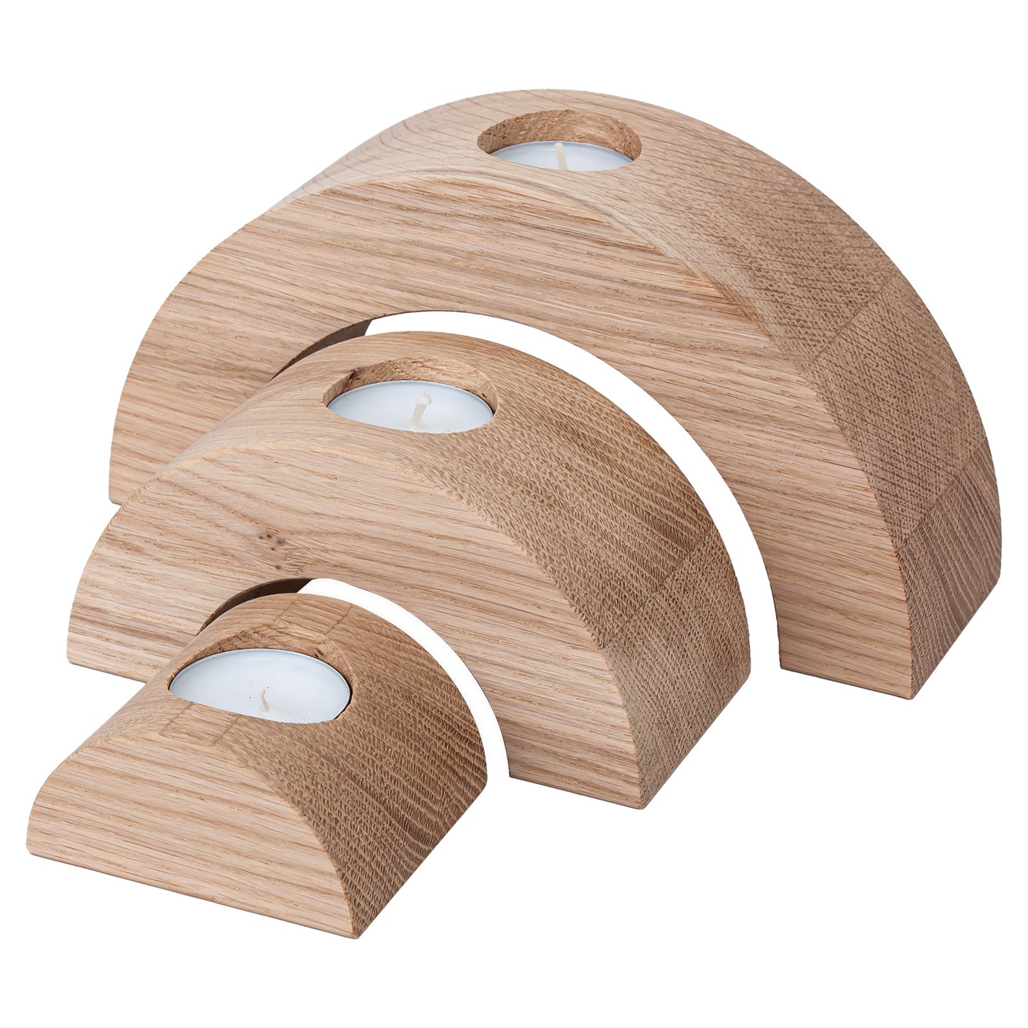 Wooden Candlesticks Semicircular Oak