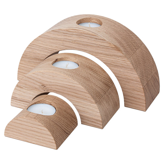 Wooden Candlesticks Semicircular Oak