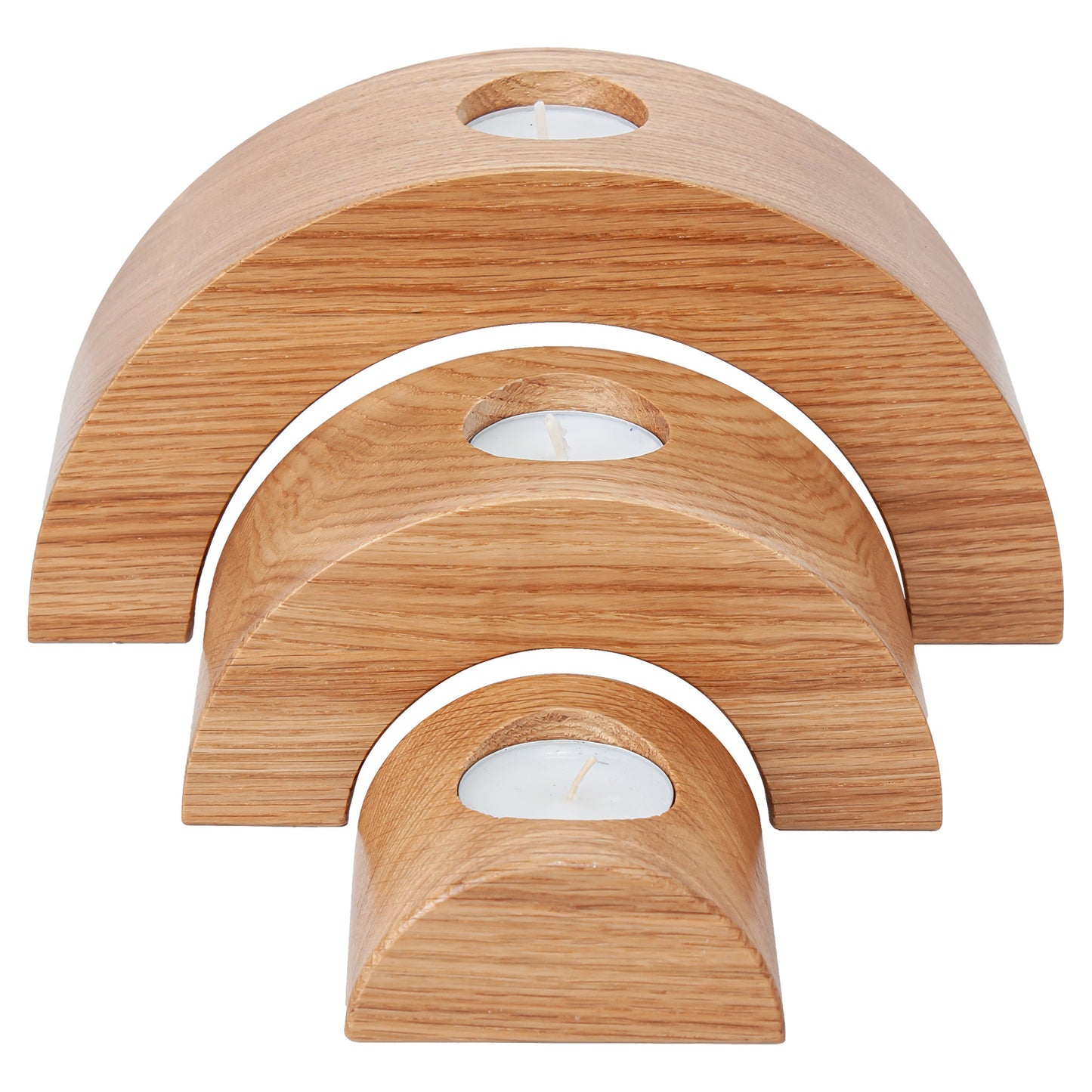 Wooden Candlesticks Semicircular Oiled Oak